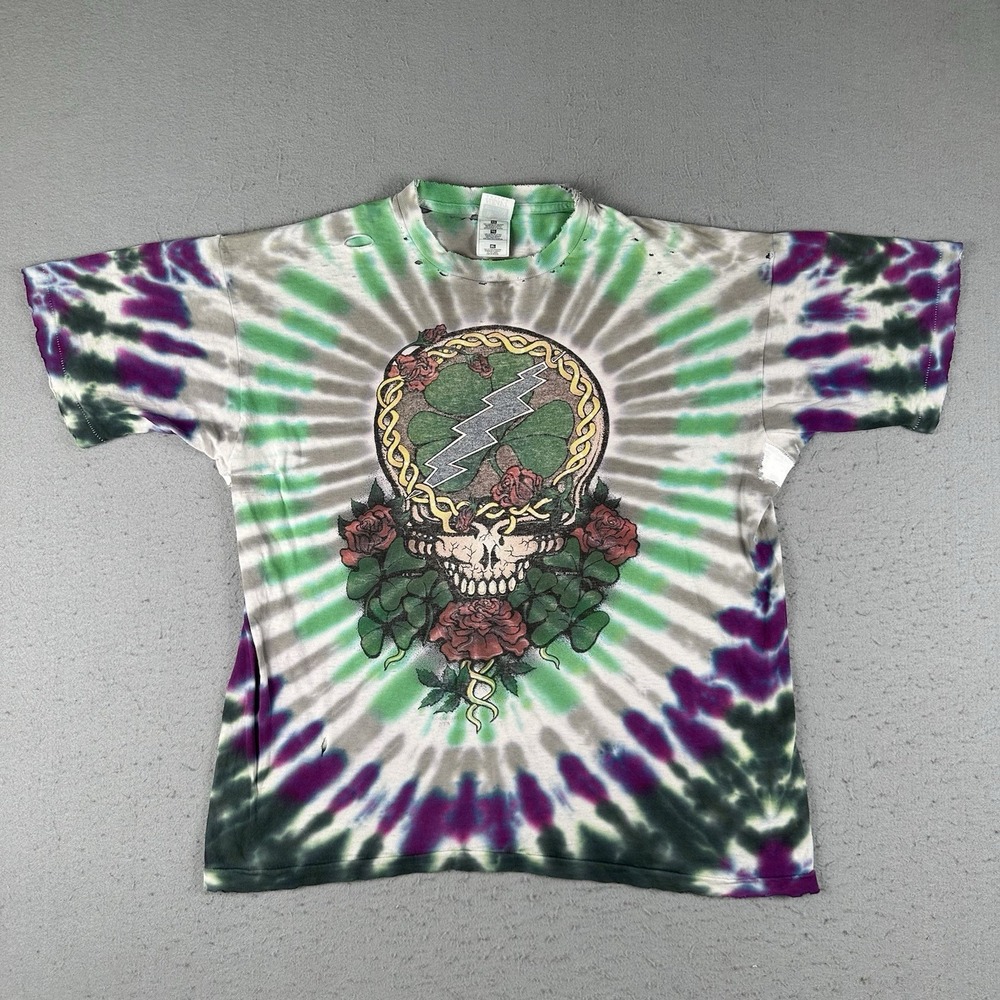 Vintage‎ 1996 Grateful Dead Celtic Tie Dye T Shirt XL Shamrock Celtic Cross 90s